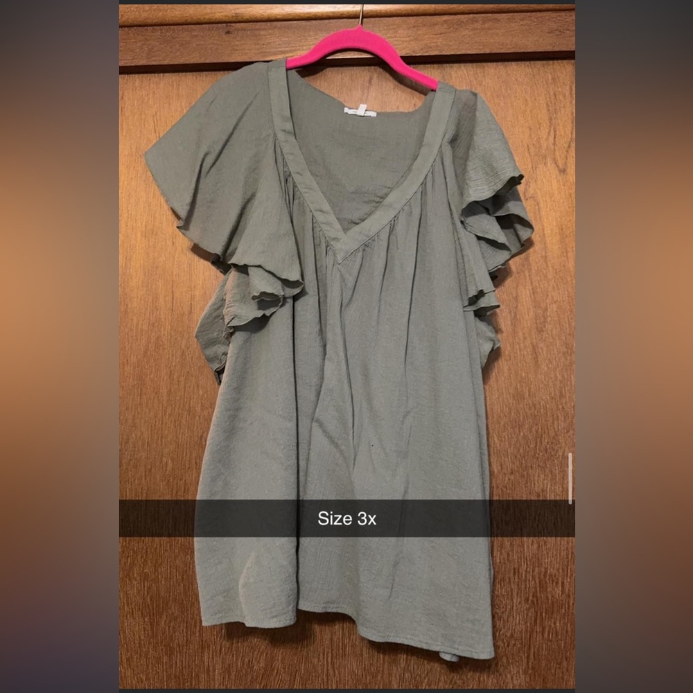 Maurice’s Olive Green Ruffle Sleeve Blouse